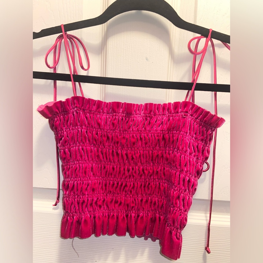 Cotton Candy Vibrant Pink Ruched Top